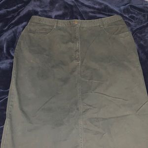 Talbots Olive Green Denim Skirt